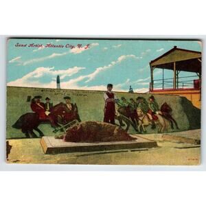 Atlantic City New Jersey Postcard Sand Artist Battle Of Trenton Horses Wall Art